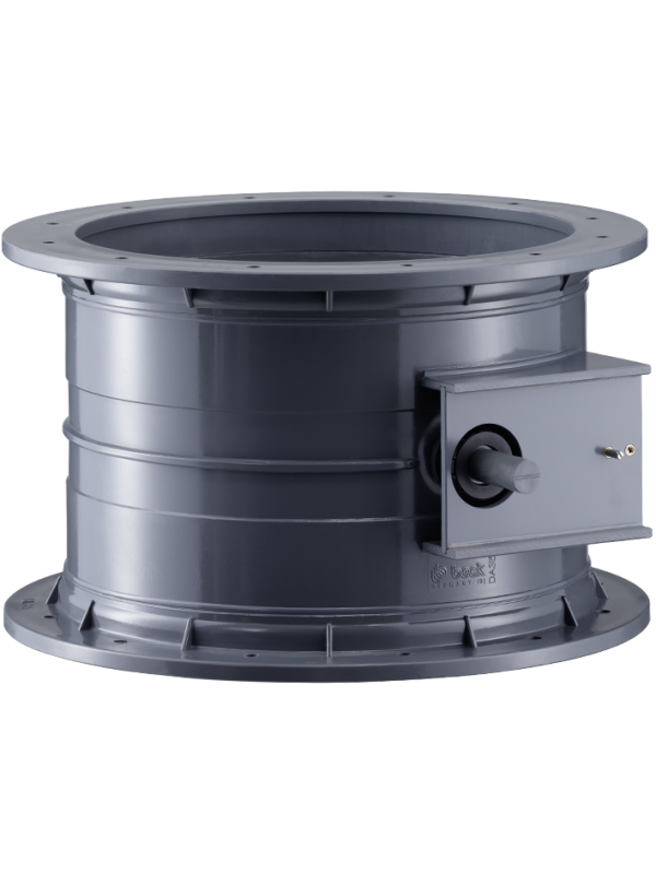 Volume control dampers tightly continuous adjustment with console for servomotor or electric or pneumatic actuator, flanges on both sides, DIN 1946-4